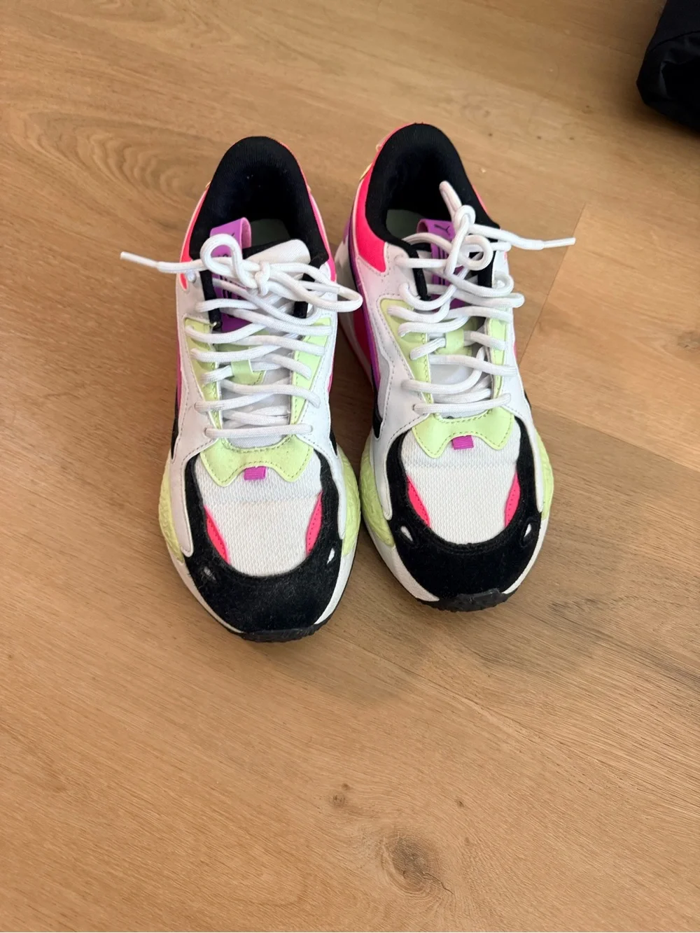 Puma White Mesh Multicolor Chunky Sneakers - Neon Pink & Lime Accents